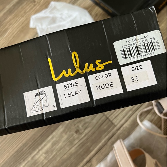 Lulu's I Slay Nude Suede Lace up platform heels - Picture 8 of 10